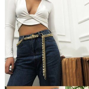 ❤️42" Belt 3 Tassel Gold Pearl Chain Belt 5 STAR